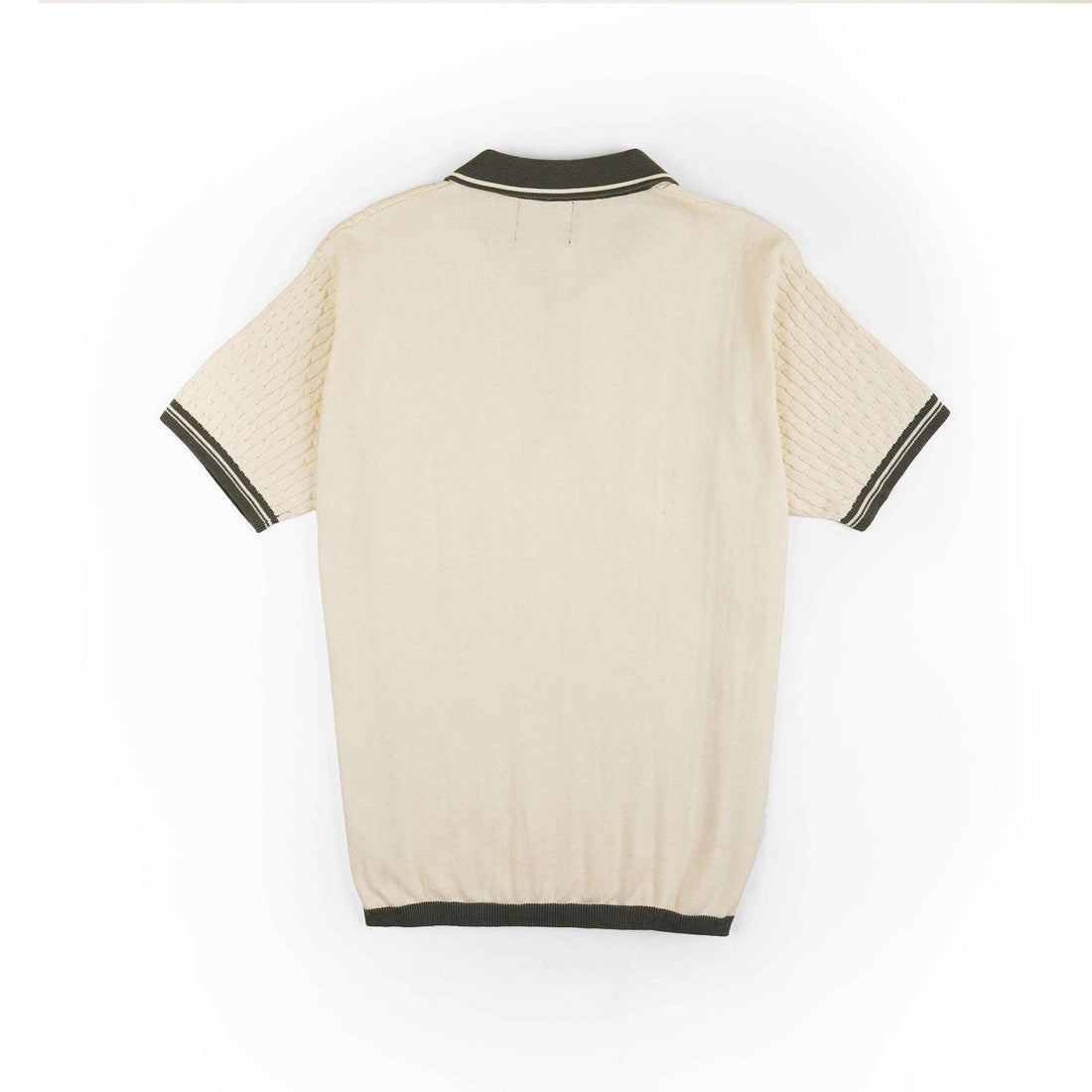 Textured Panel Knit Polo – Olive Beige