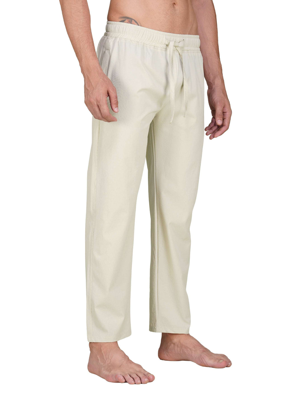 Men’s Relaxed Fit Cotton Drawstring Pants (Beige)
