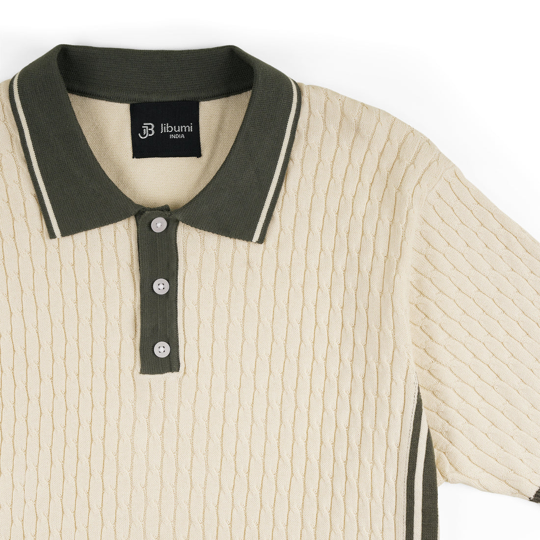 Textured Panel Polo – Olive Beige