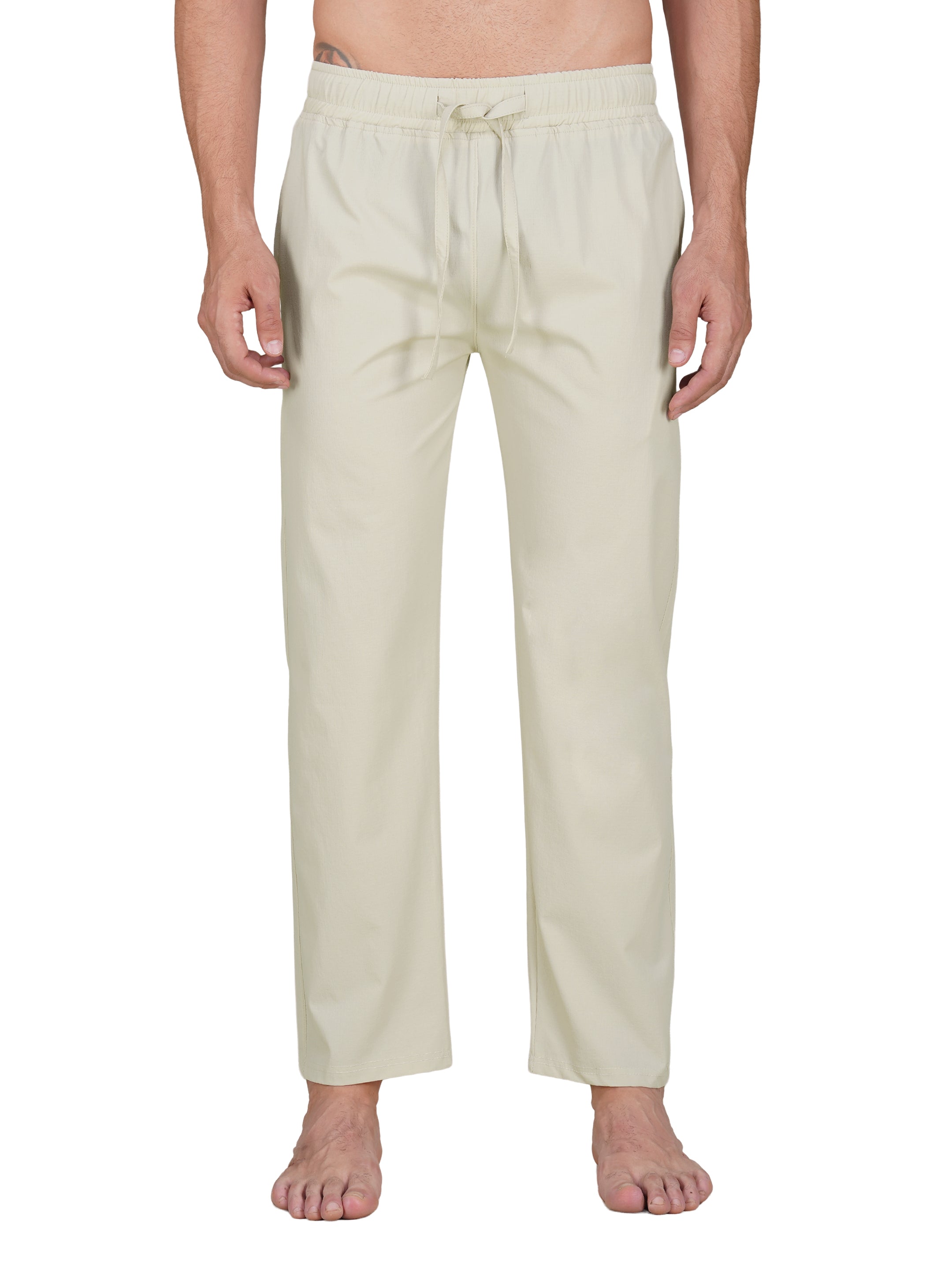 Men's Relaxed Fit Cotton Drawstring Pants (Beige) – jibumi