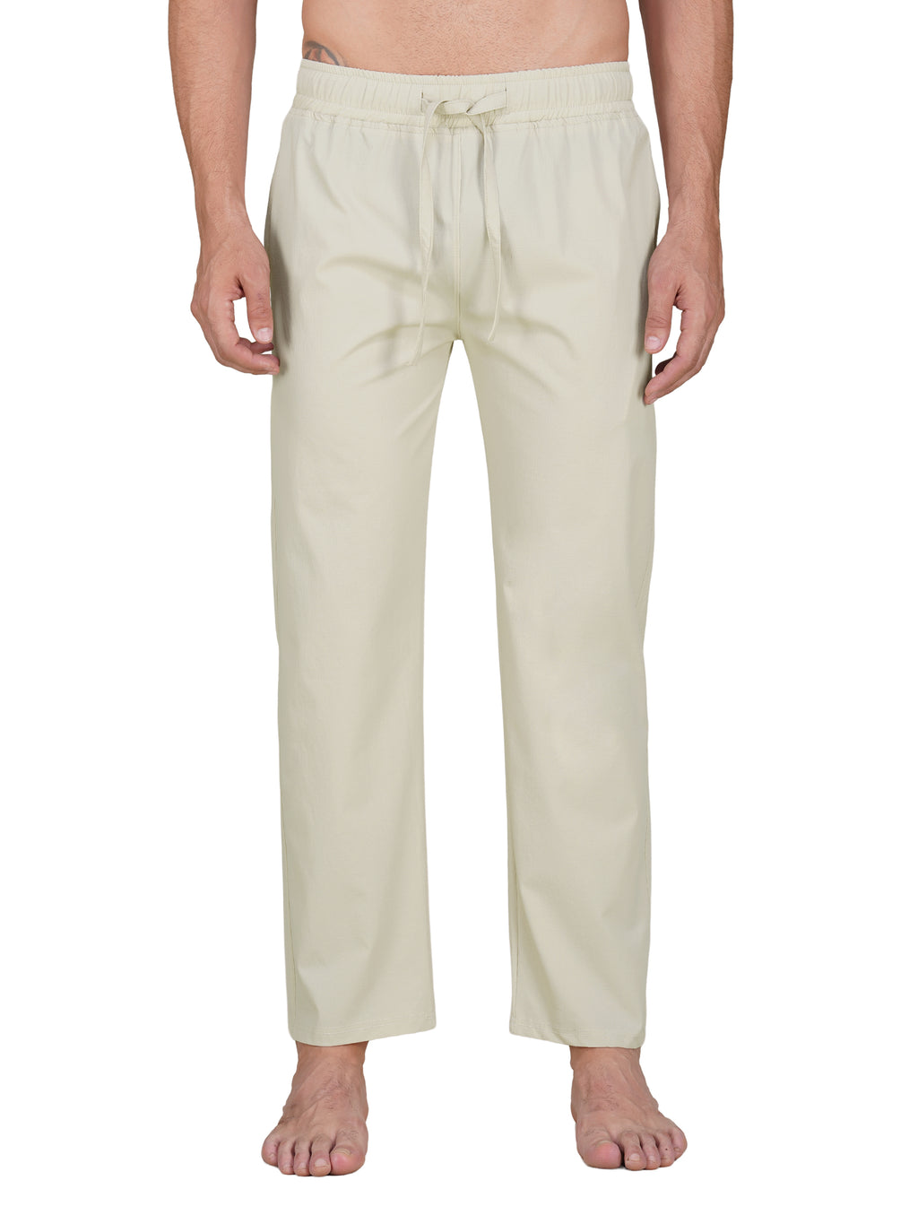 Men’s Relaxed Fit Cotton Drawstring Pants (Beige)