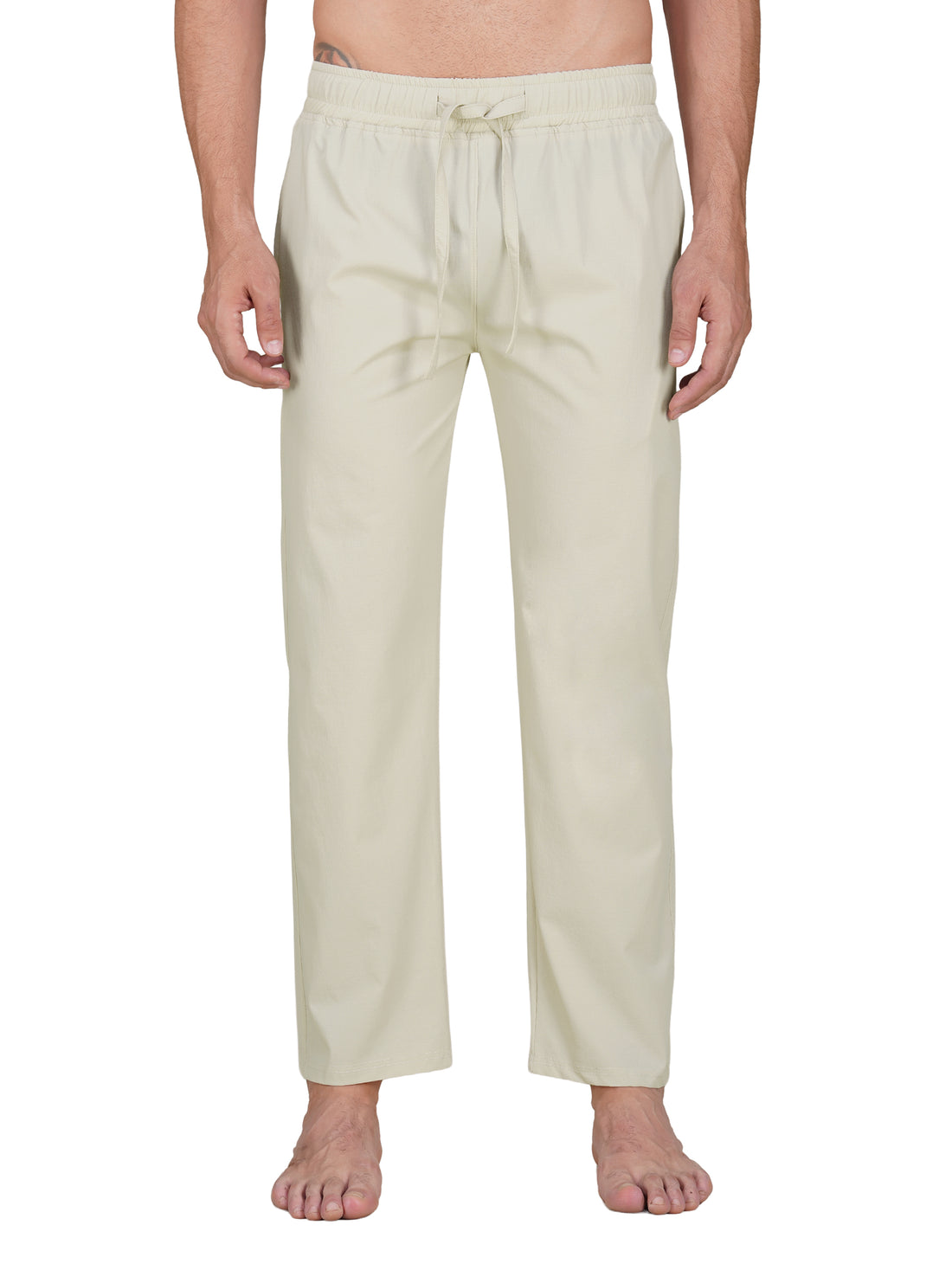 Men’s Relaxed Fit Cotton Drawstring Pants (Beige)