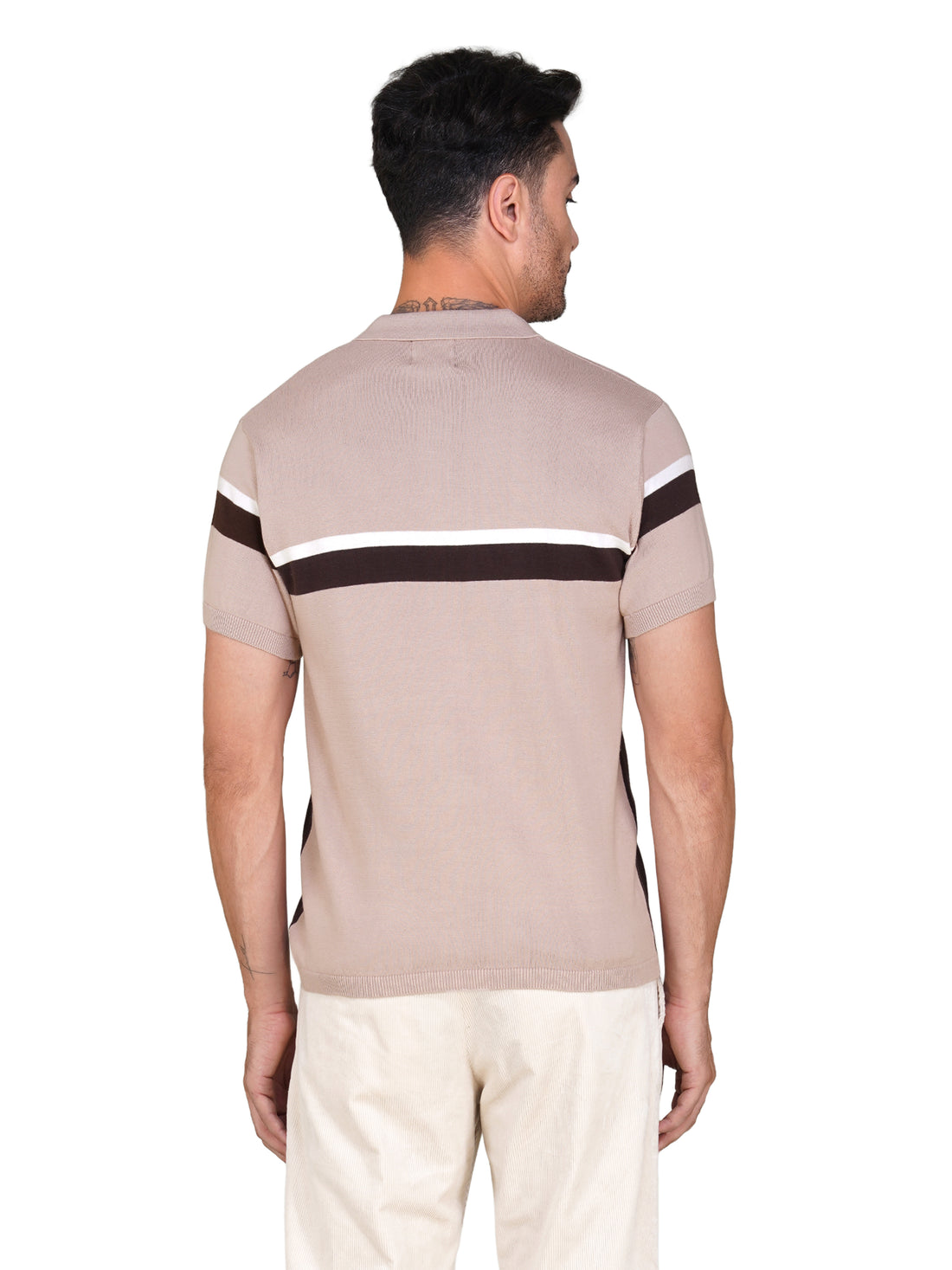 Men’s Colorblock Polo T-Shirt – Lavender & Mocha Brown