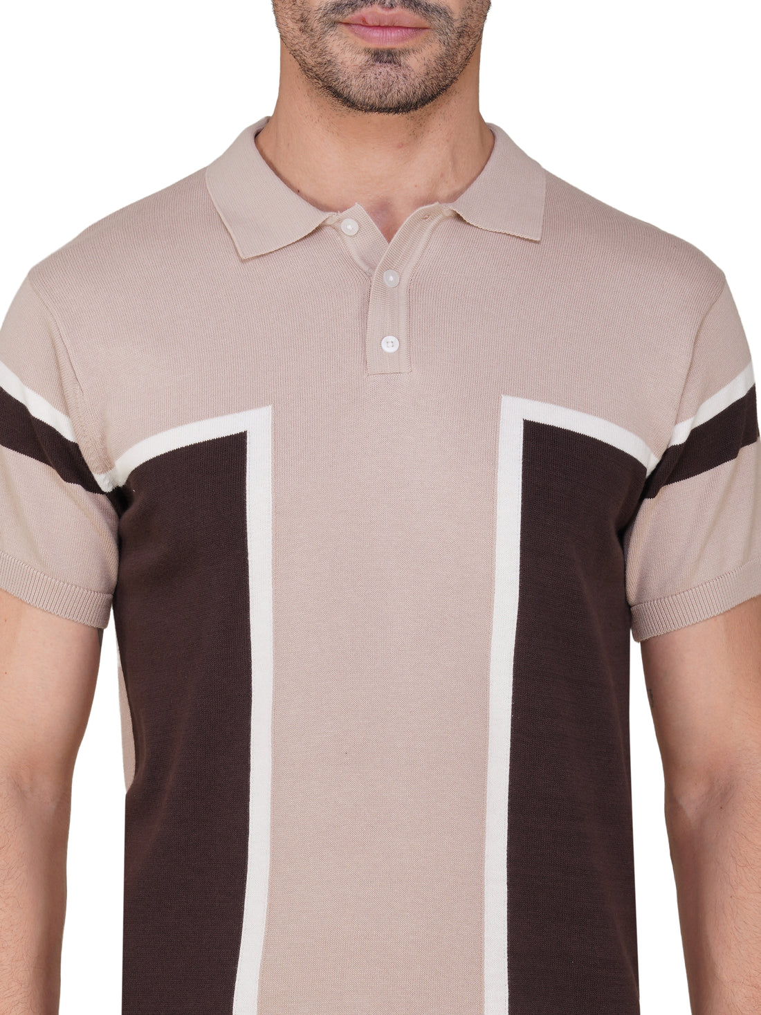 Men’s Colorblock Polo T-Shirt – Lavender & Mocha Brown