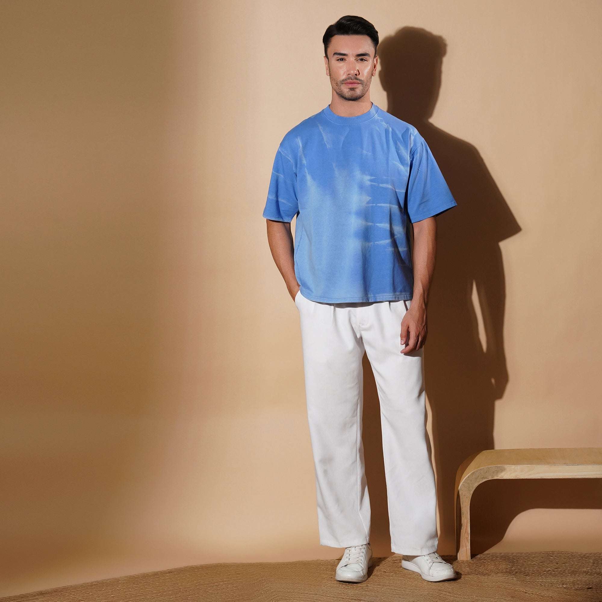 Sky Blue Oversized Tie-Dye T-Shirt