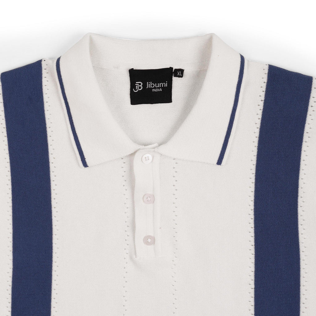 Retro Stripe Knit Polo Shirt