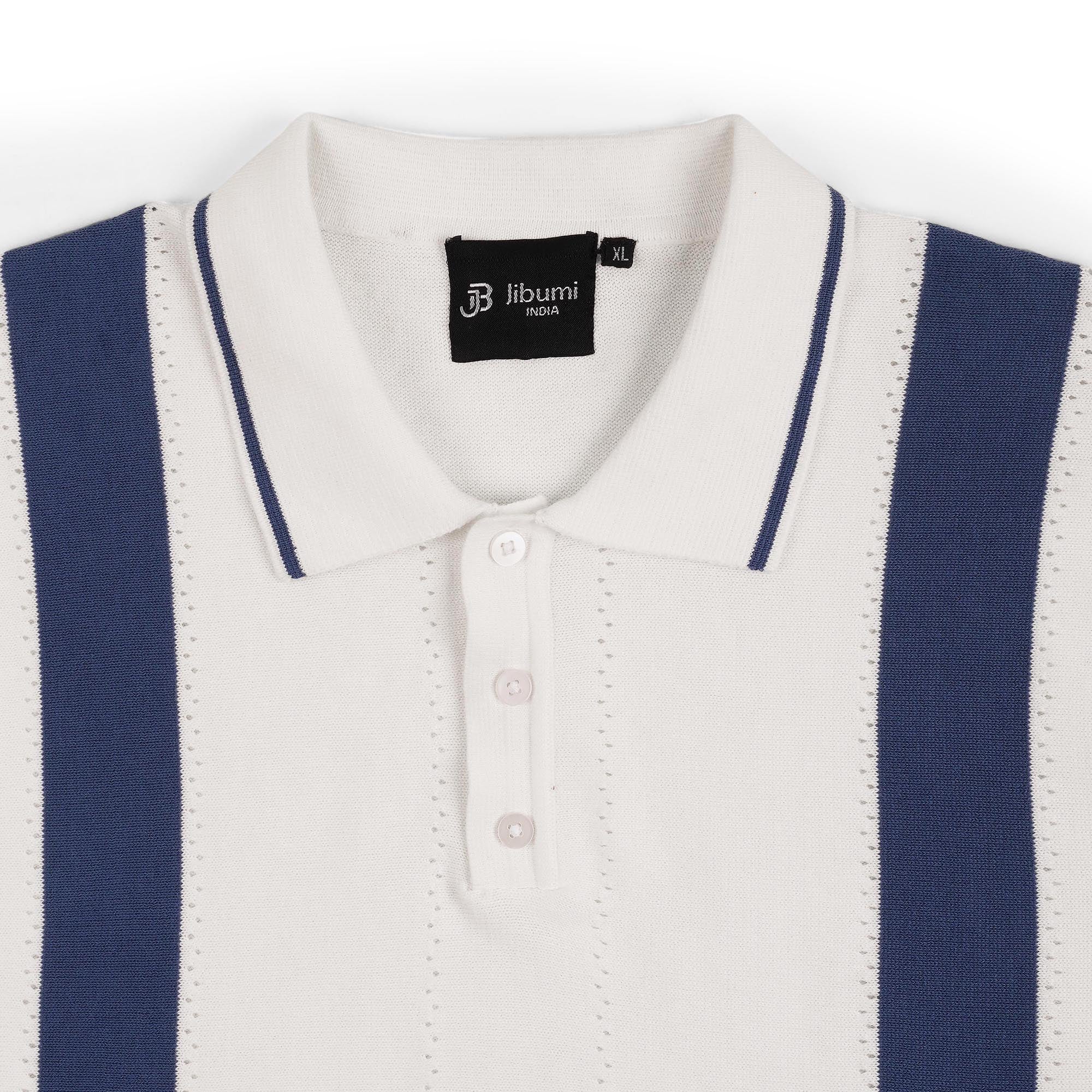 Retro Stripe Knit Polo Shirt