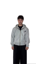 UNISEX ROYAL VINTAGE JET MELANGE GREY ZIPPER JACKET