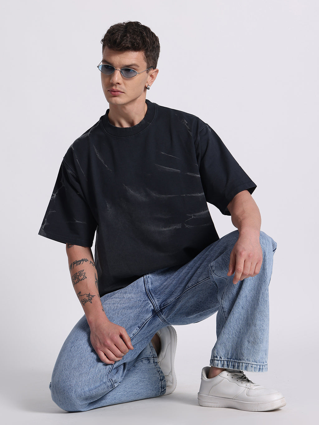 Oversized Tie-Dye Cotton T-Shirt – Black Series