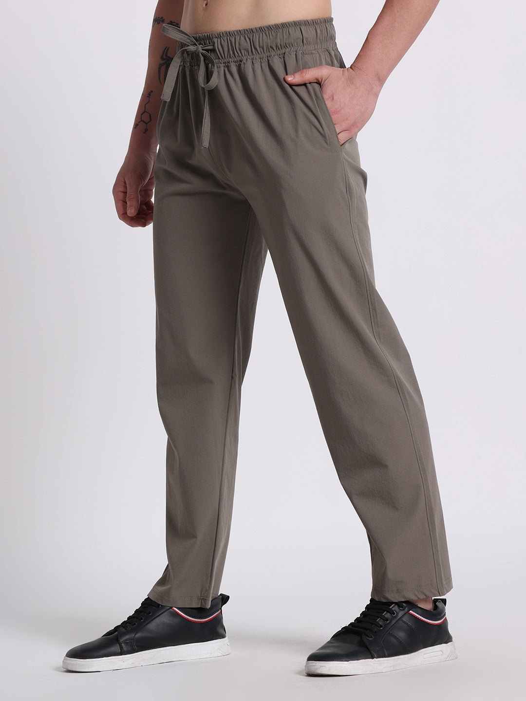Men’s Relaxed Fit Cotton Drawstring Pants (Grey)