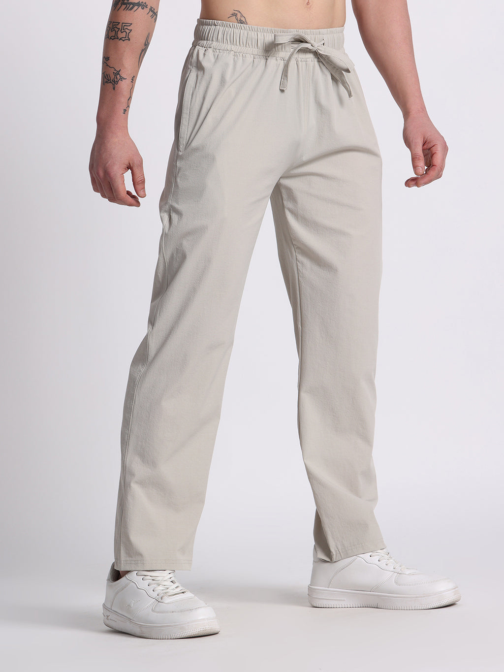 Men’s Relaxed Fit Cotton Drawstring Pants (Dusty Khaki)
