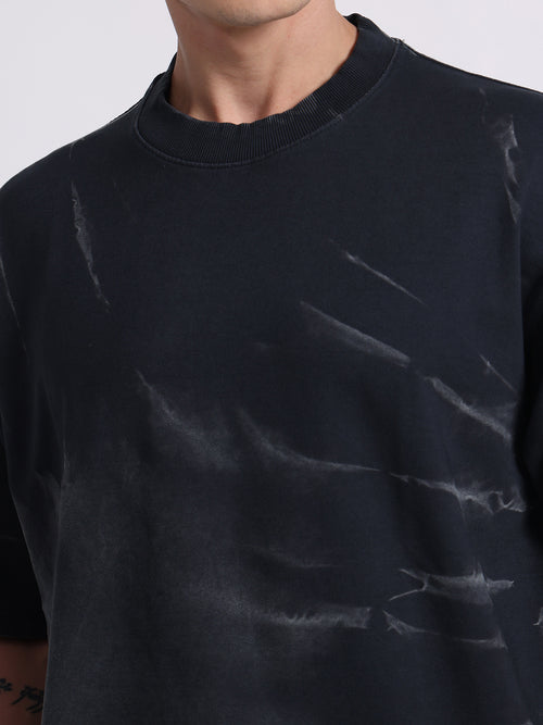 Oversized Tie-Dye Cotton T-Shirt – Black Series