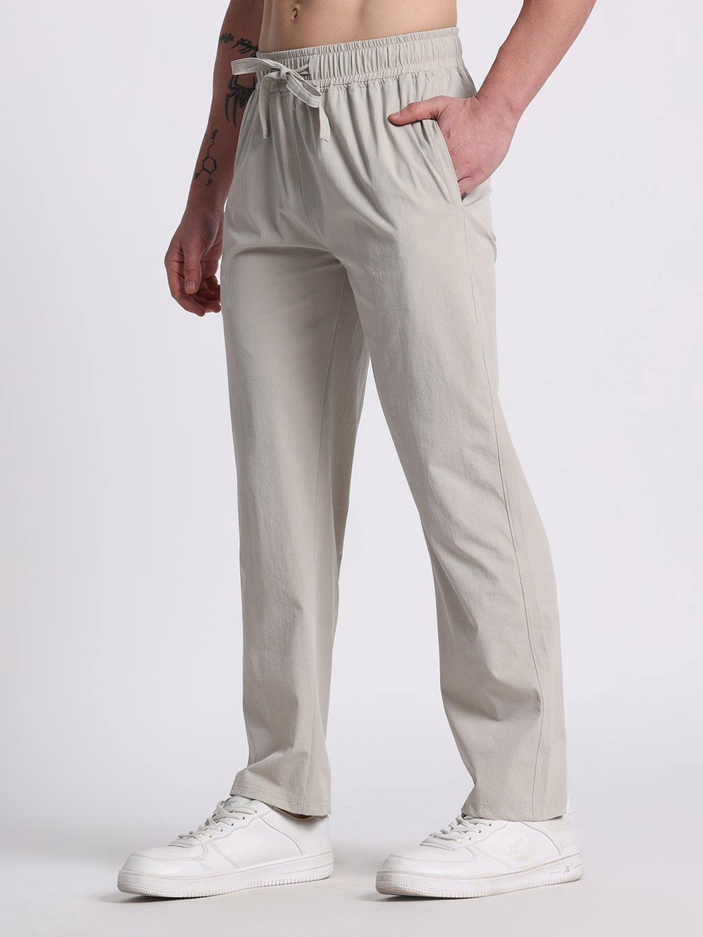 Men’s Relaxed Fit Cotton Drawstring Pants (Dusty Khaki)