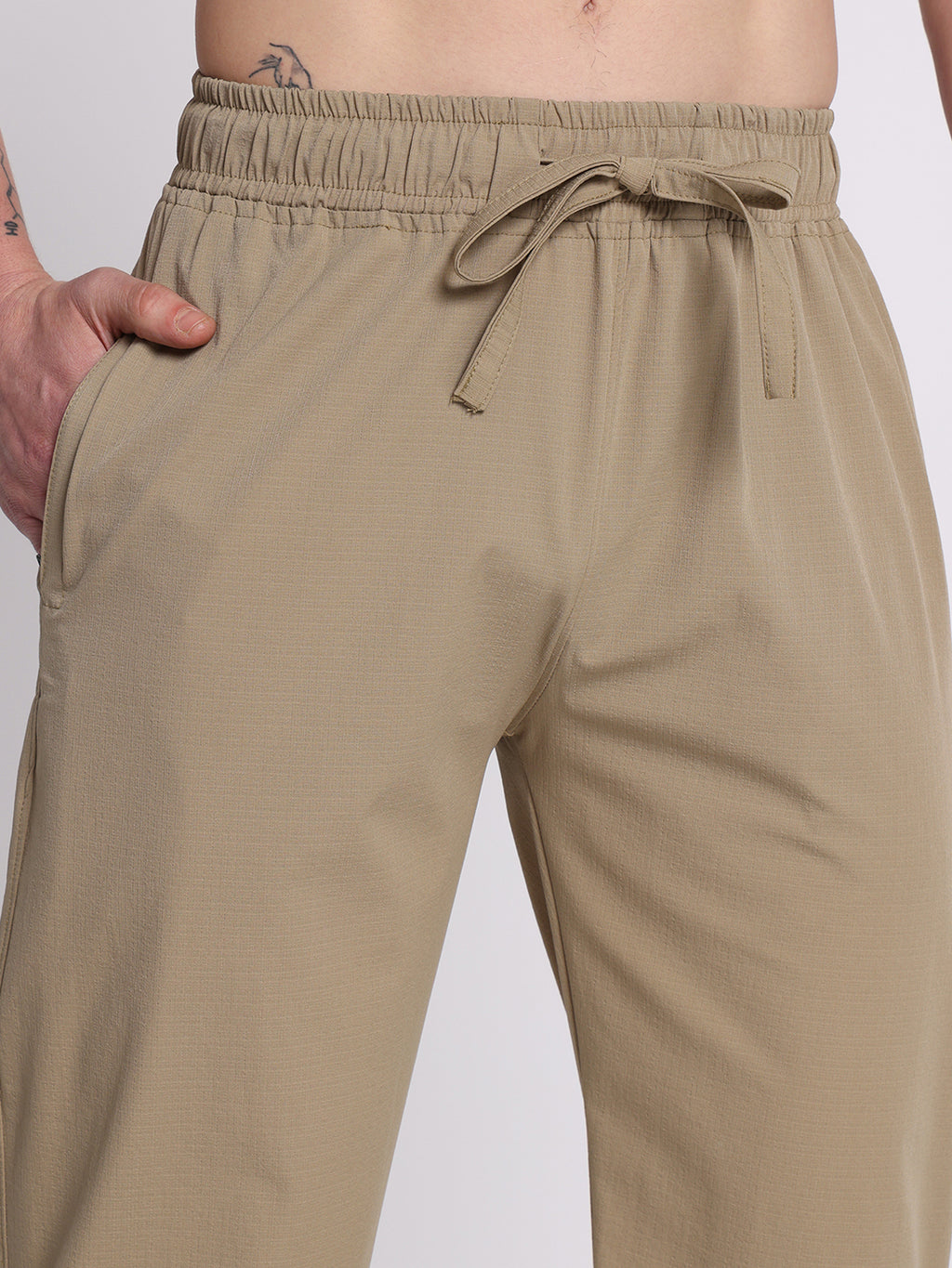 Men’s Relaxed Fit Cotton Drawstring Pants (Taupe Brown)