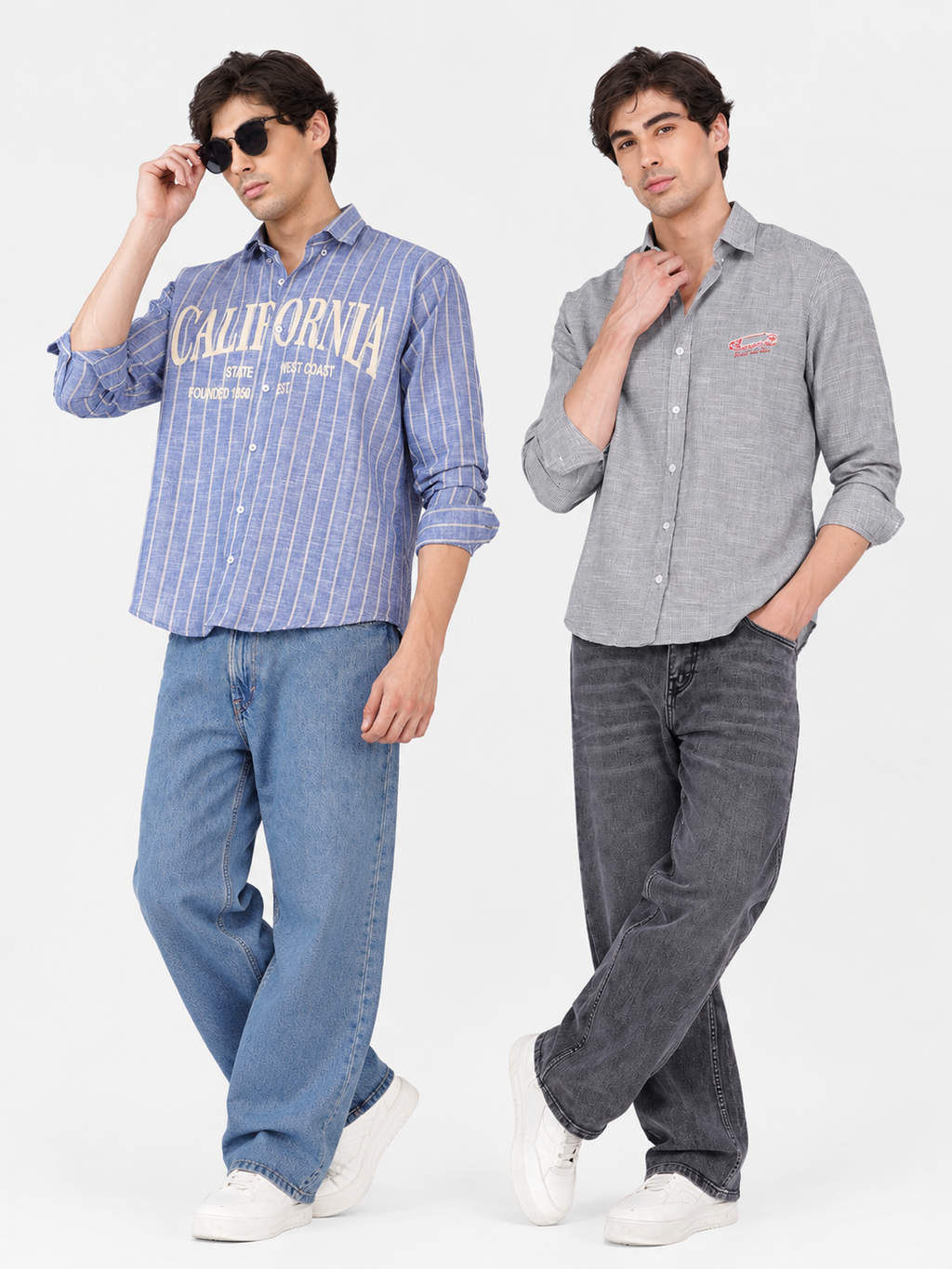 Men's Premium Textured Linen Blend Casual Shirt ( Pack Of 2 )
