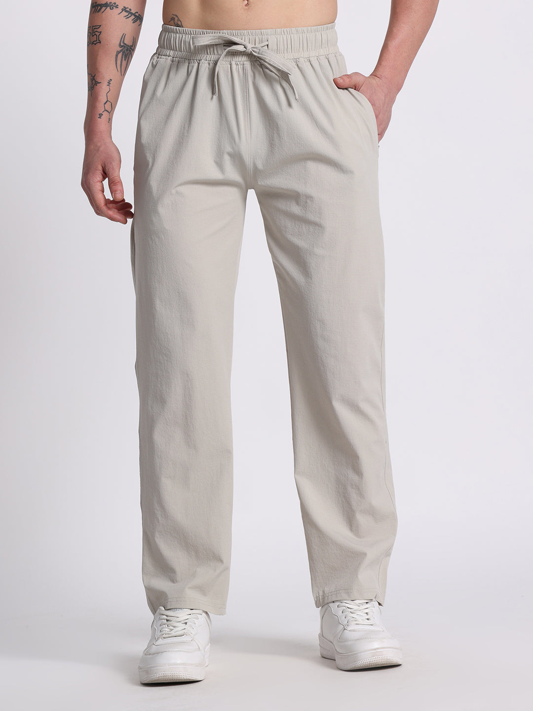 Men’s Relaxed Fit Cotton Drawstring Pants (Dusty Khaki)