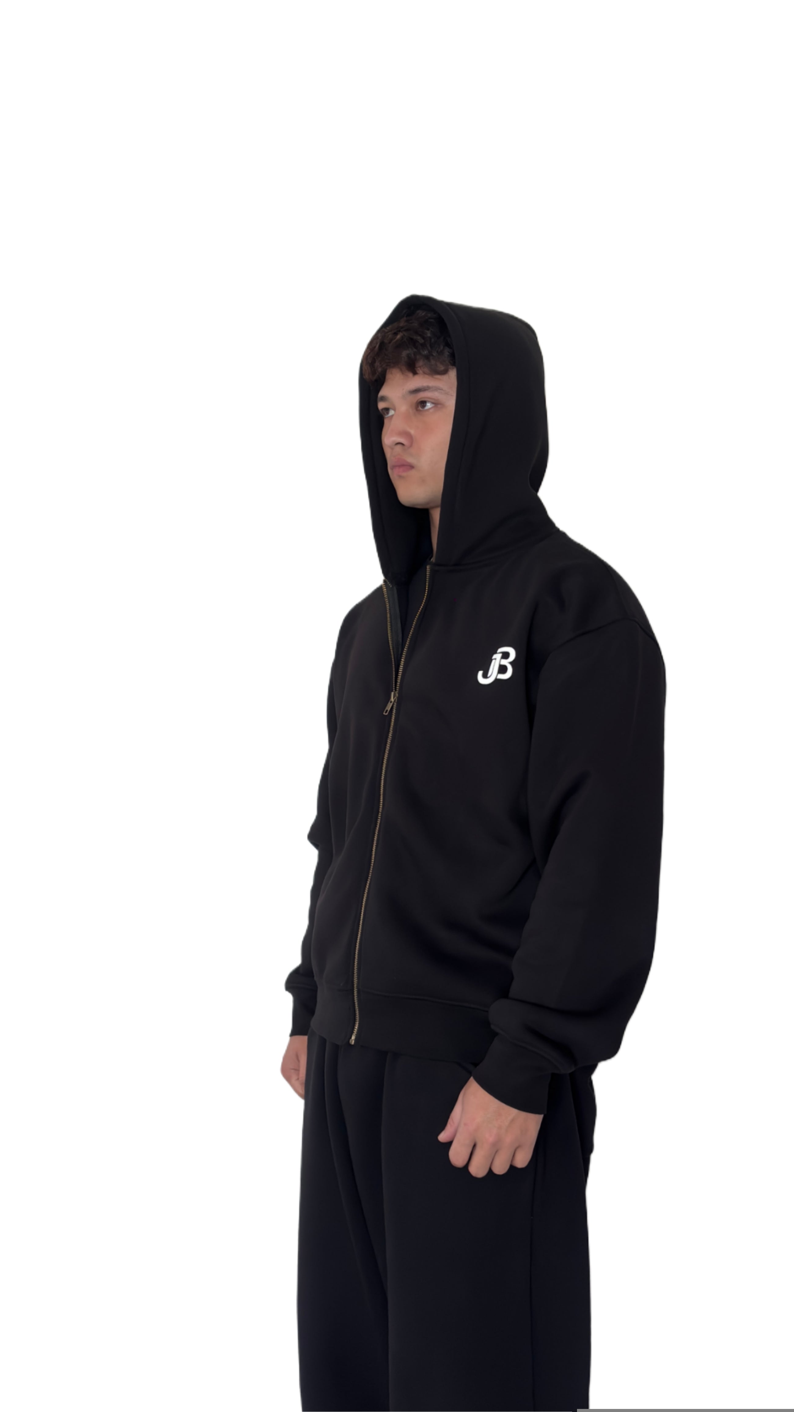 UNISEX ROYAL VINTAGE JET DARK BLACK ZIPPER JACKET