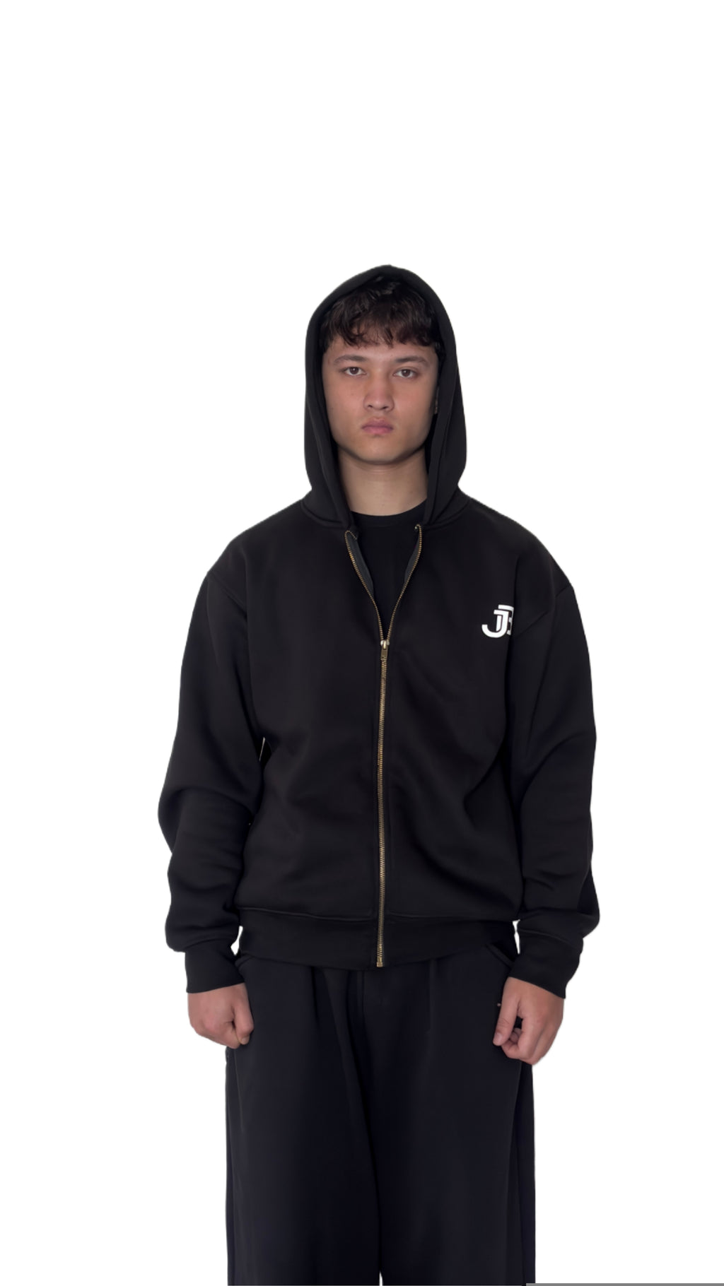 UNISEX ROYAL VINTAGE JET DARK BLACK ZIPPER JACKET