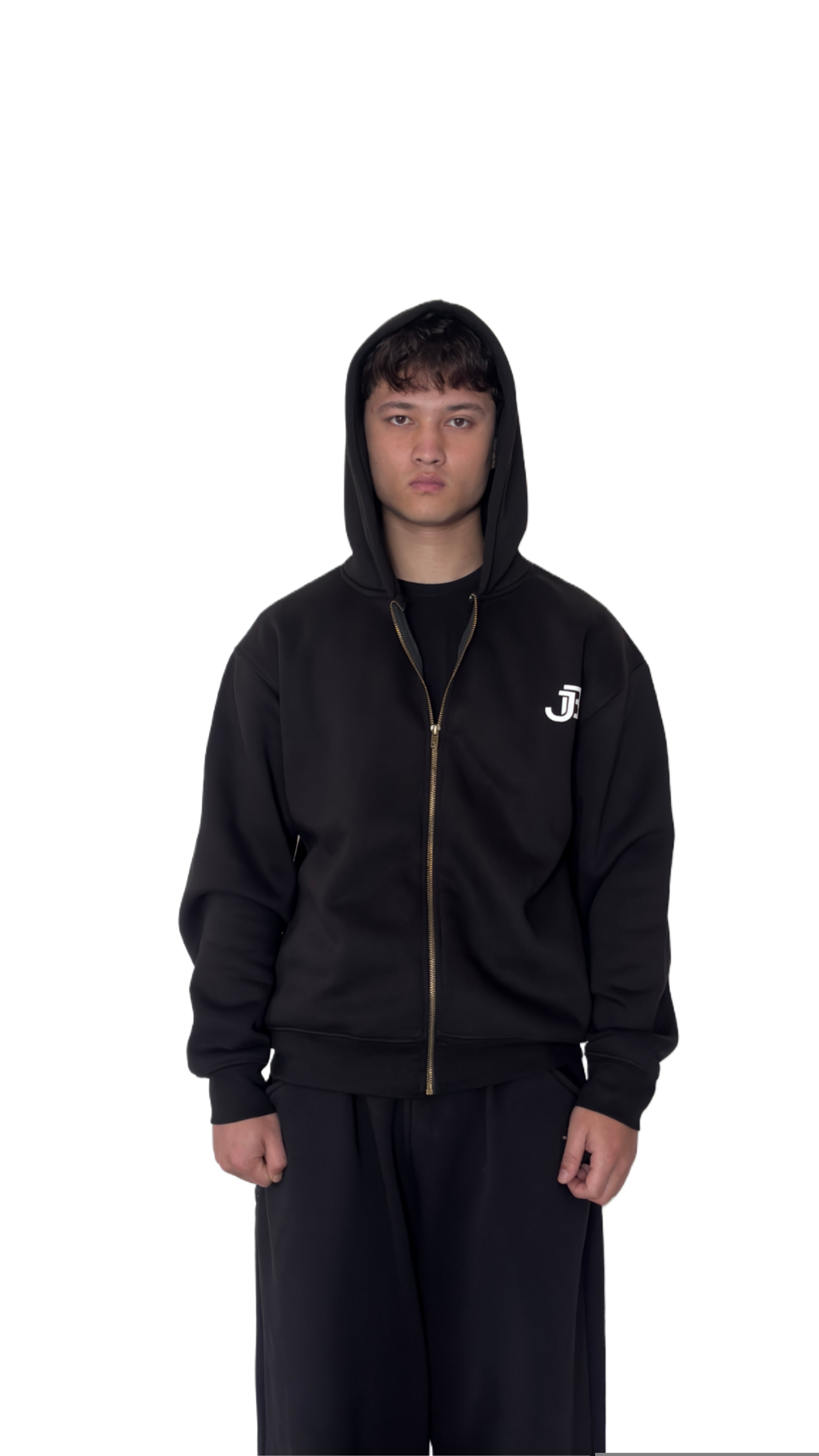 UNISEX ROYAL VINTAGE JET DARK BLACK ZIPPER JACKET