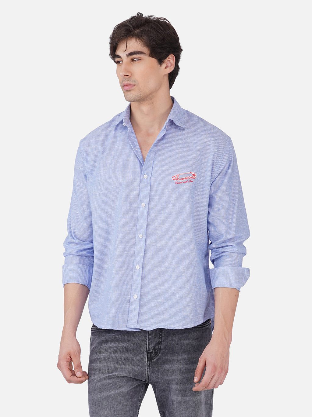 Men's Premium Textured Linen Blend Casual Shirt