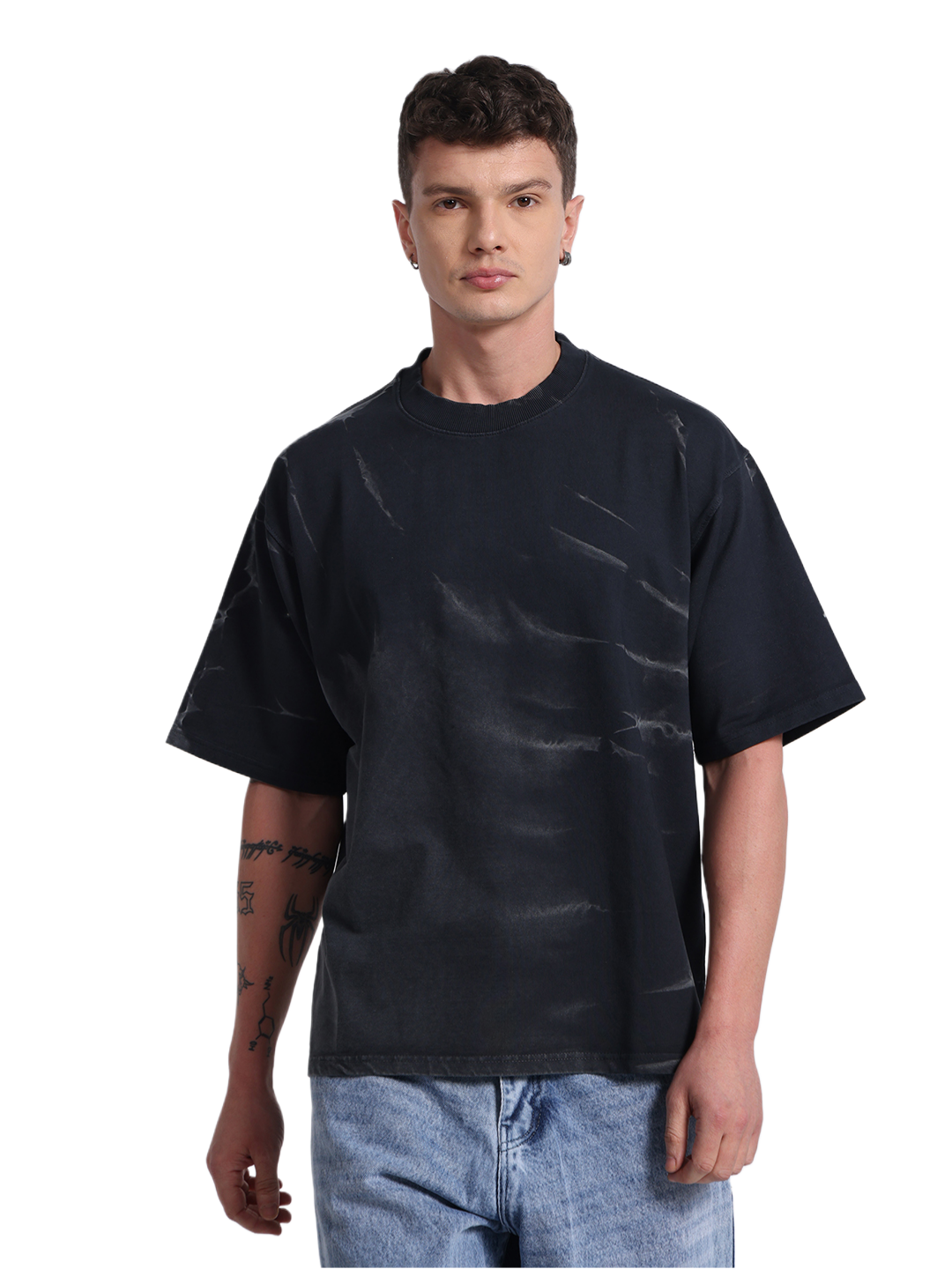Oversized Tie-Dye Cotton T-Shirt – Black Series