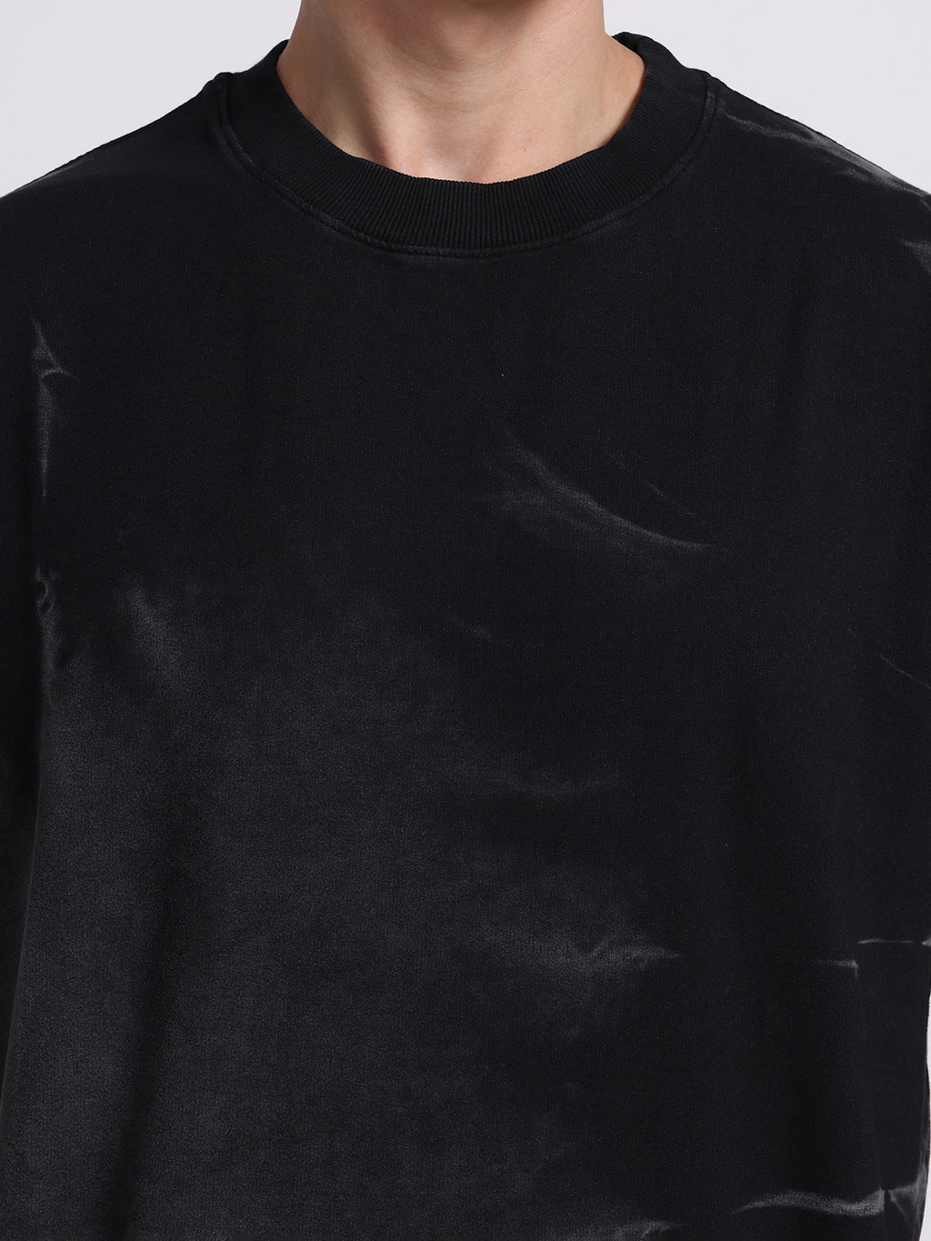 OVERSIZED TIE-DYE COTTON T-SHIRT - Dark BLACK SERIES