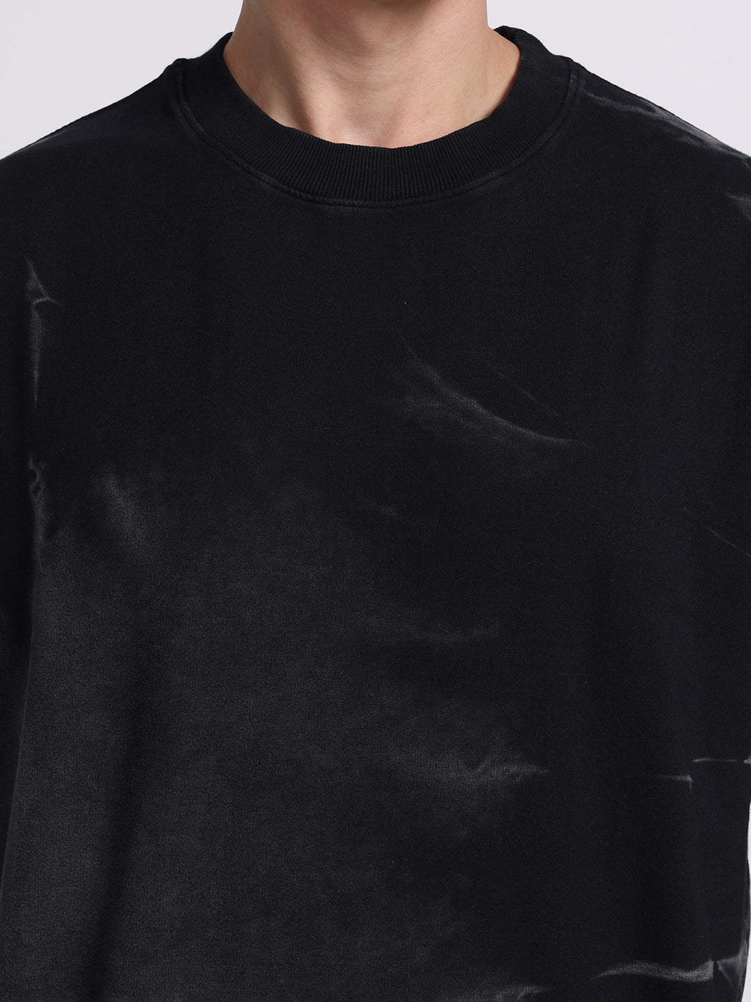 OVERSIZED TIE-DYE COTTON T-SHIRT - Dark BLACK SERIES