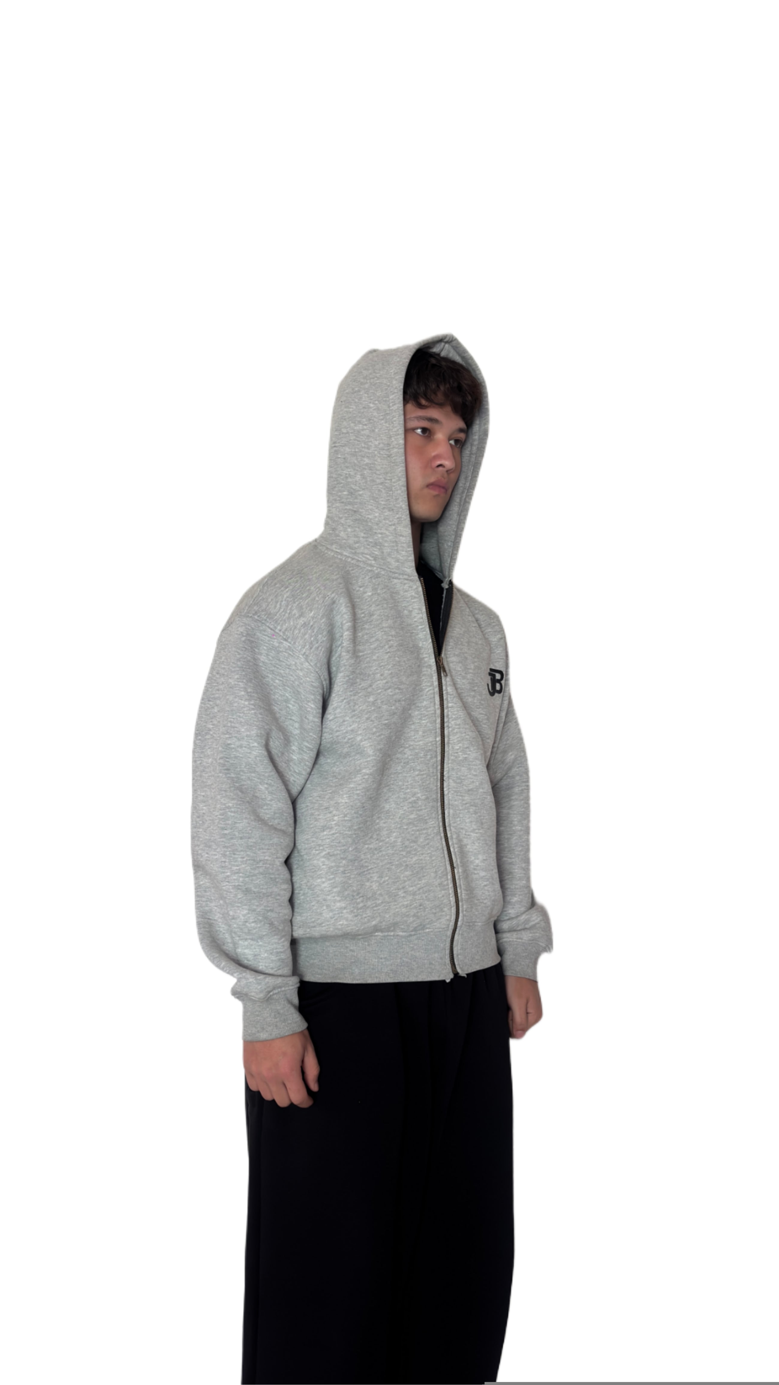 UNISEX ROYAL VINTAGE JET MELANGE GREY ZIPPER JACKET