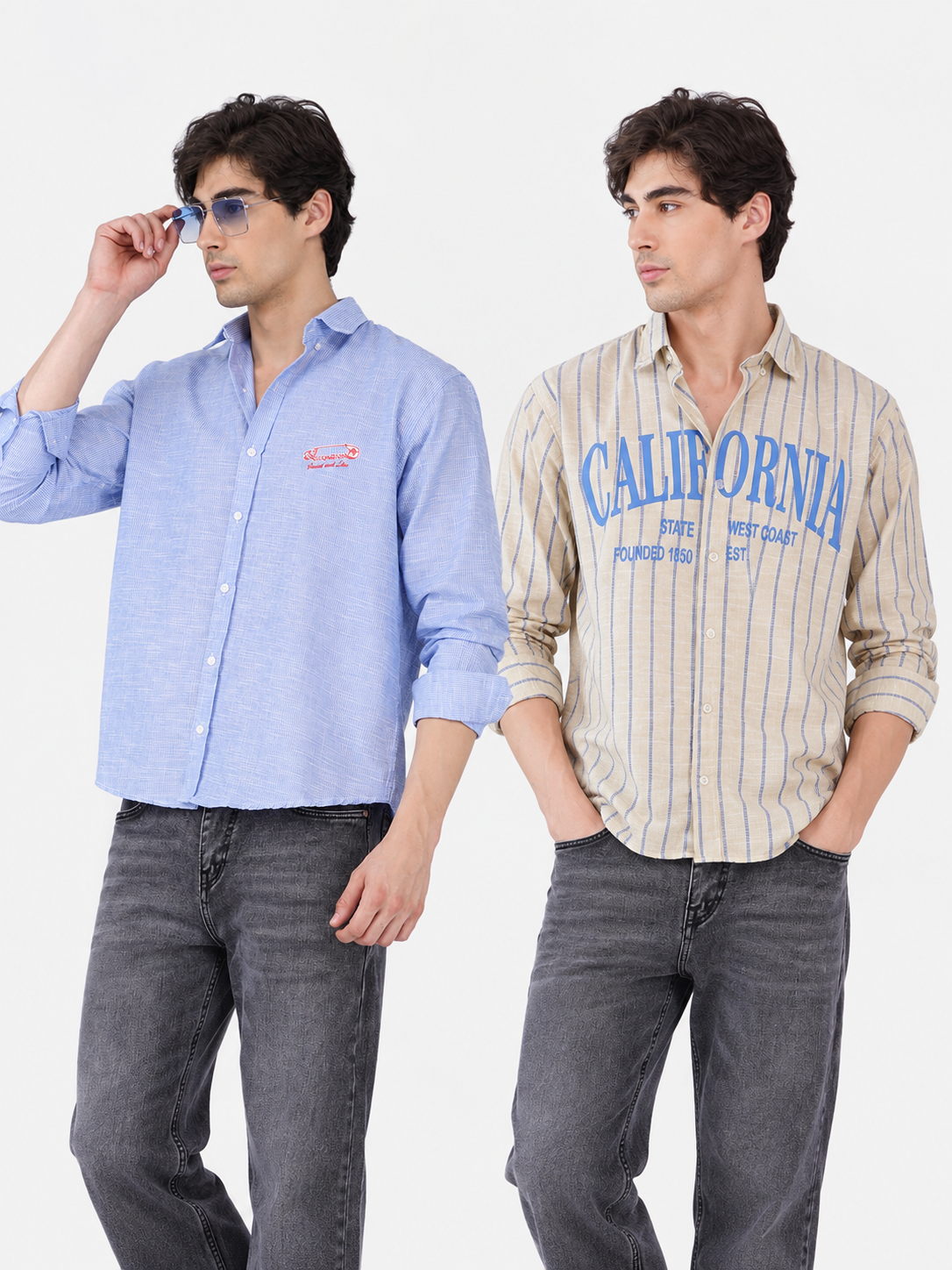 Men's Premium Textured Linen Blend Casual Shirt ( Pack Of 2 )