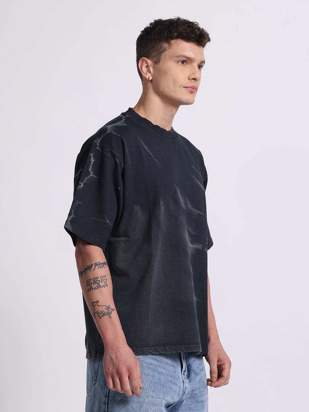 Oversized Tie-Dye Cotton T-Shirt – Black Series