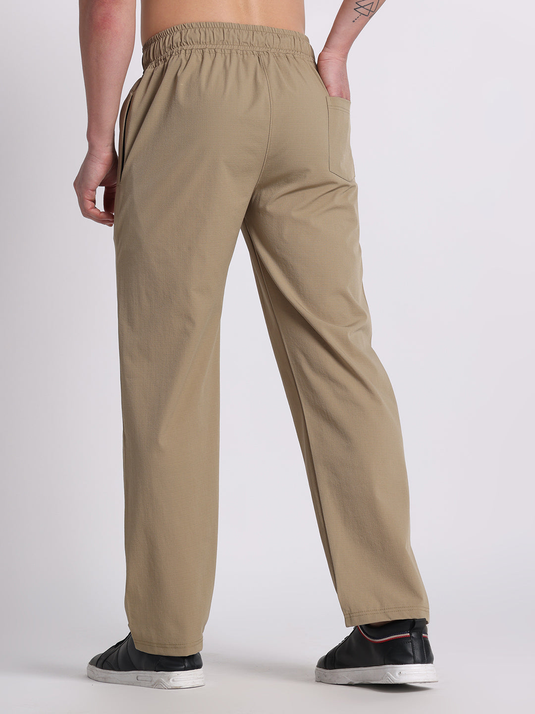 Men’s Relaxed Fit Cotton Drawstring Pants (Taupe Brown)