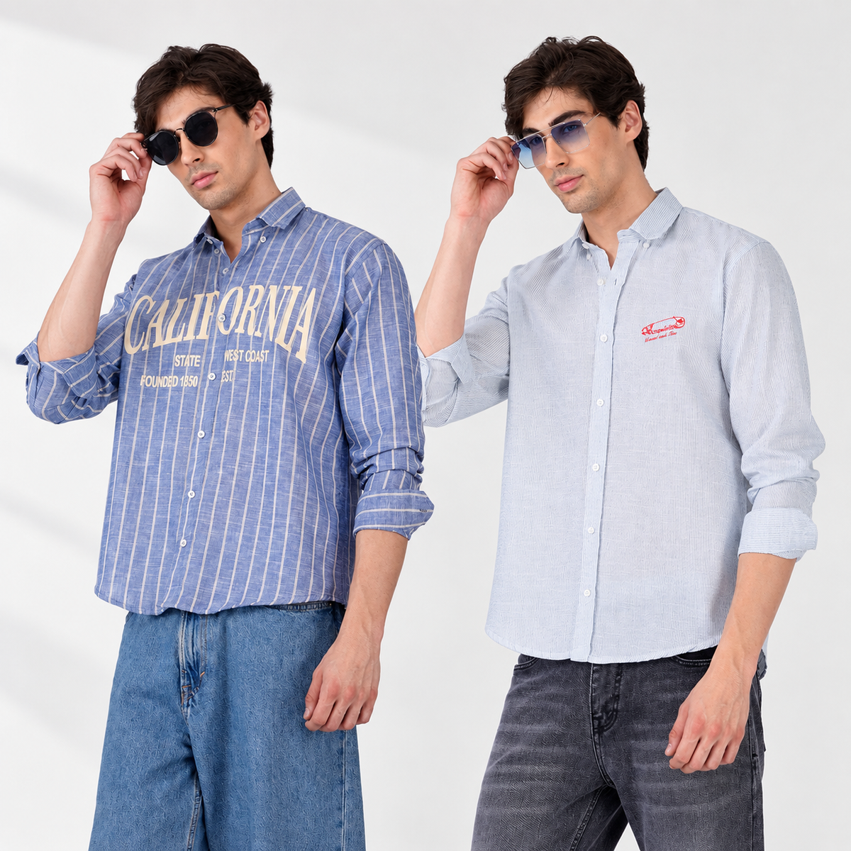 Men's Premium Textured Linen Blend Casual Shirt ( Pack Of 2 )