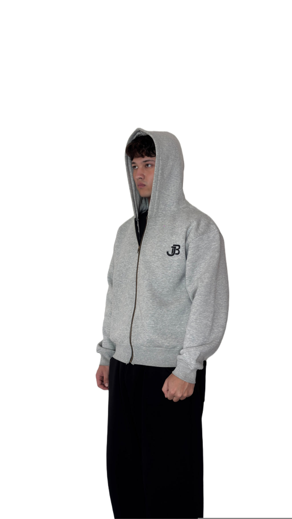 UNISEX ROYAL VINTAGE JET MELANGE GREY ZIPPER JACKET