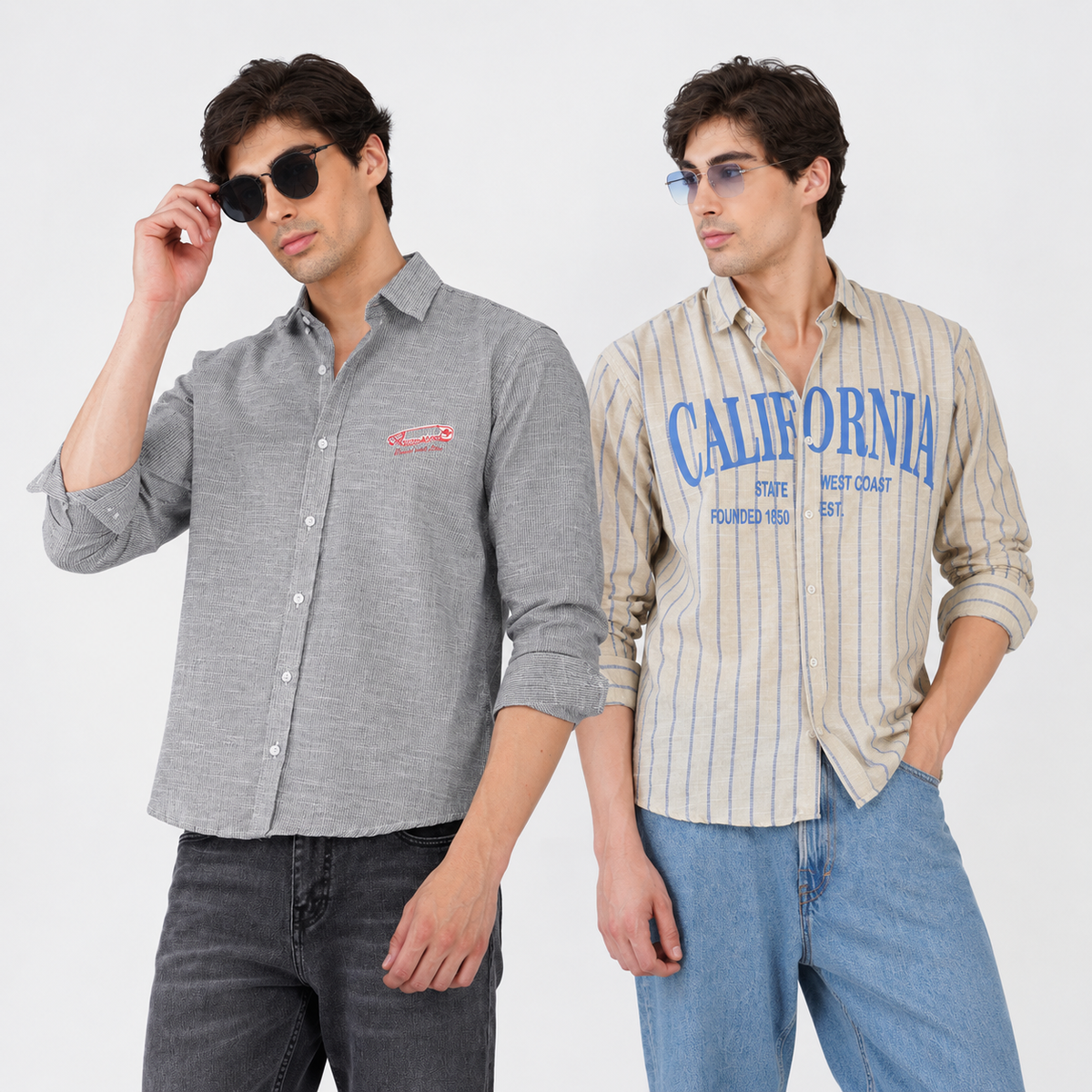 Men's Premium Textured Linen Blend Casual Shirt ( Pack Of 2 )