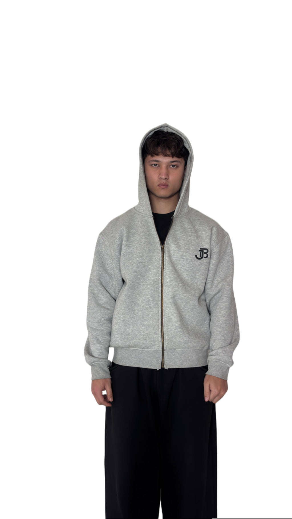 UNISEX ROYAL VINTAGE JET MELANGE GREY ZIPPER JACKET