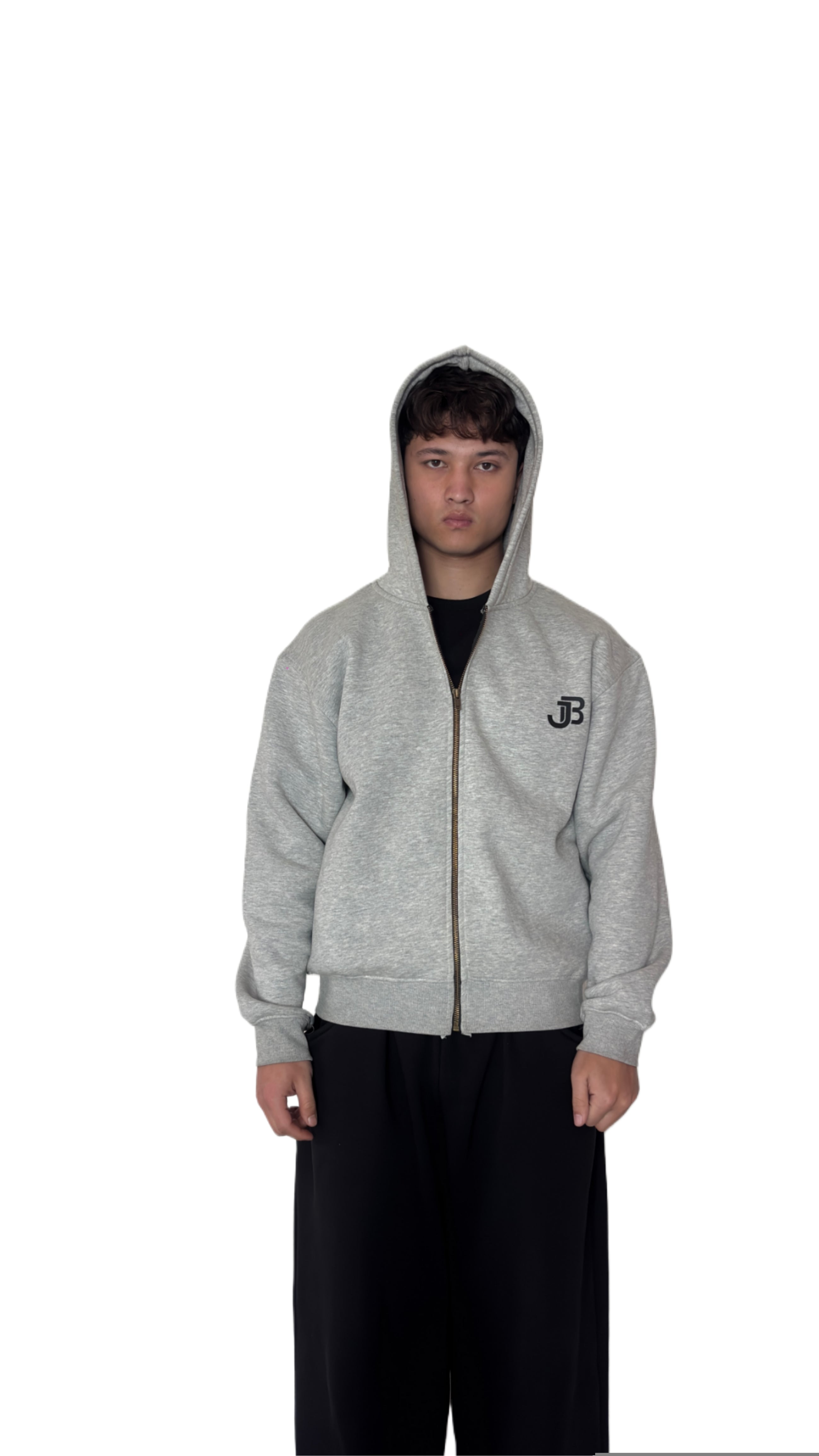 UNISEX ROYAL VINTAGE JET MELANGE GREY ZIPPER JACKET