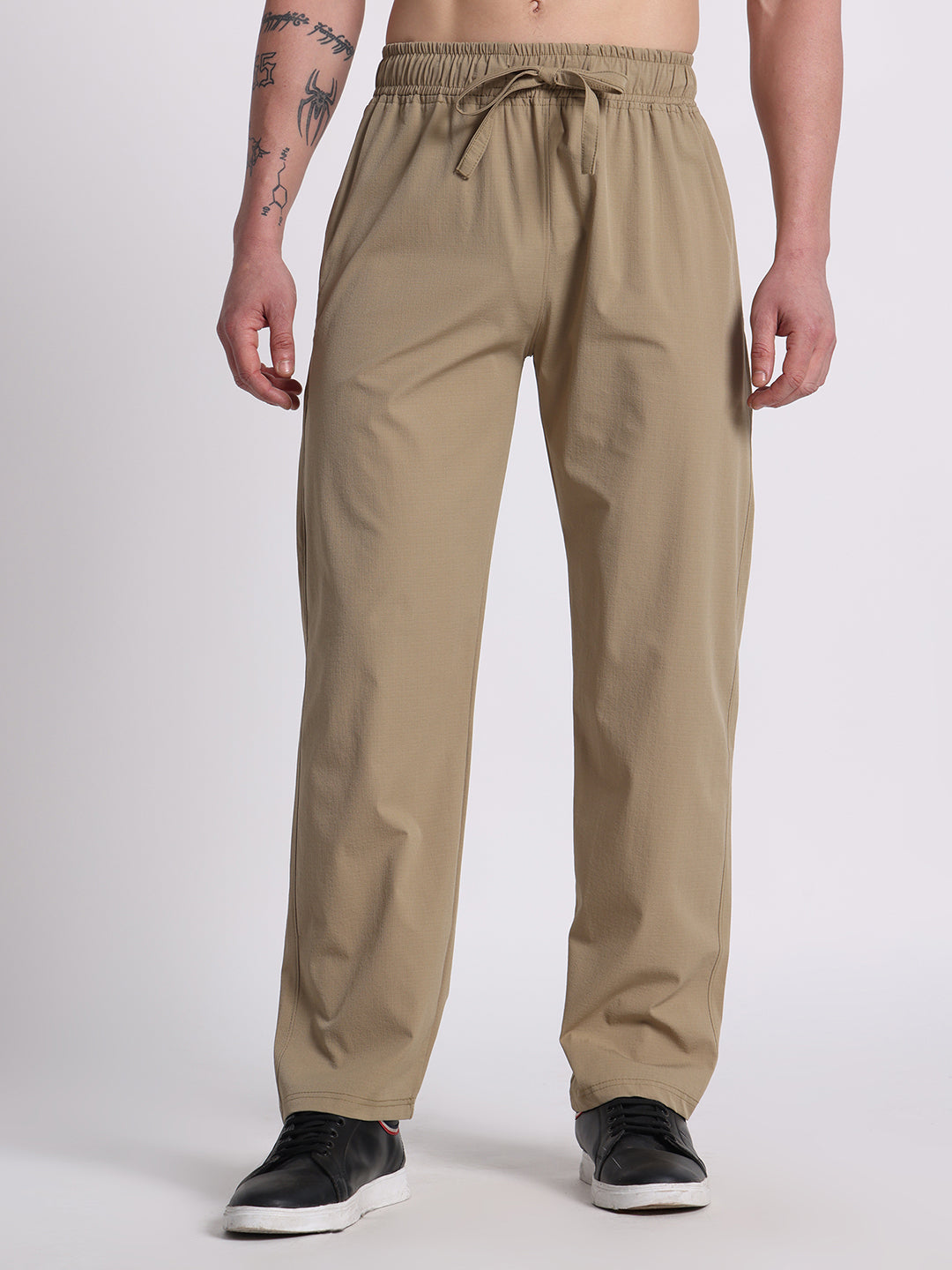 Men’s Relaxed Fit Cotton Drawstring Pants (Taupe Brown)