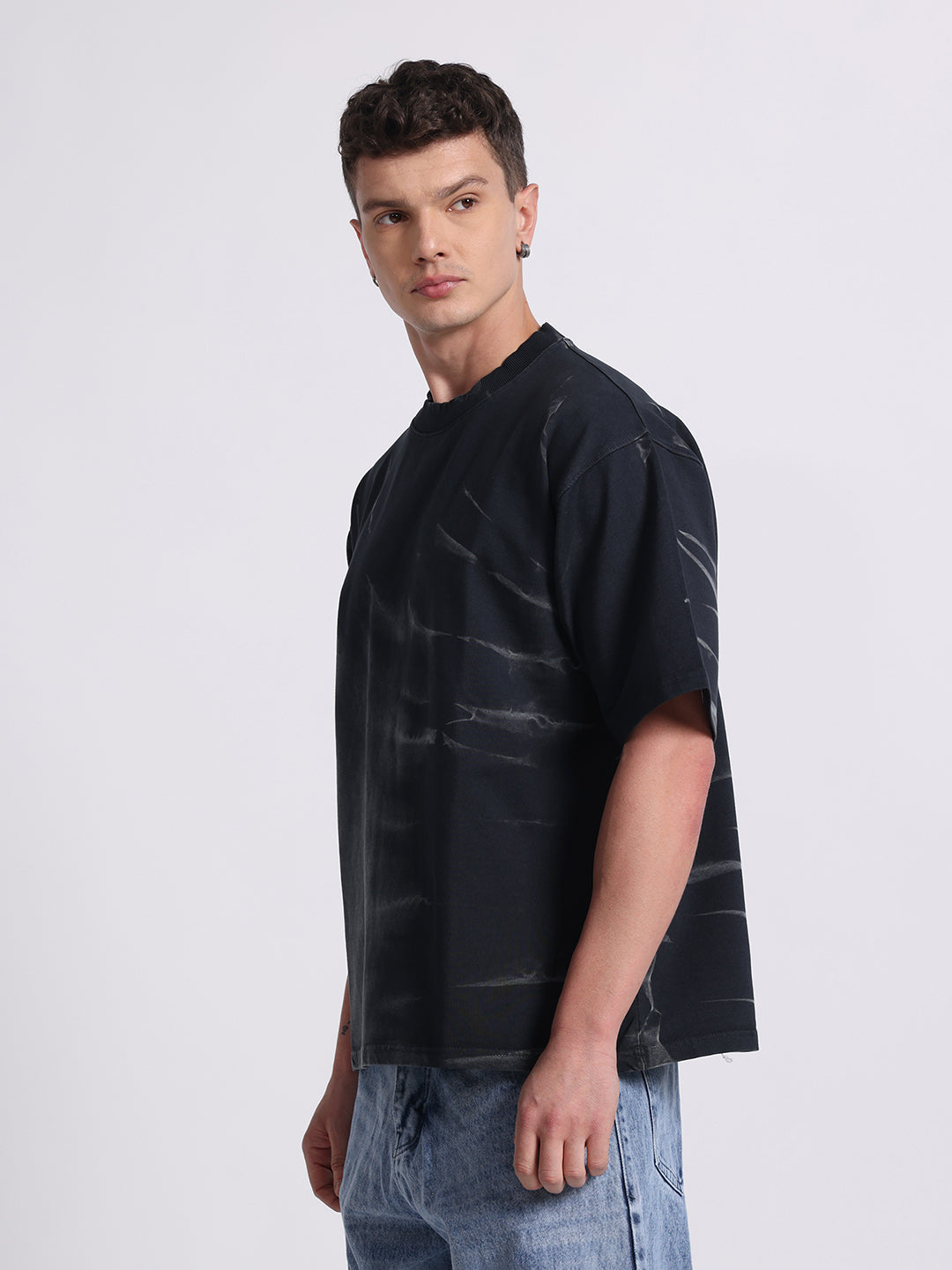 Oversized Tie-Dye Cotton T-Shirt – Black Series