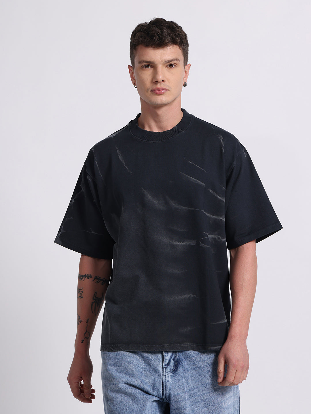 Oversized Tie-Dye Cotton T-Shirt – Black Series